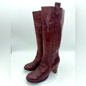 FRANCO FORTINI Brown Leather Riding Boots Heel Shoe Tall Equestrian Y2K Sz 7